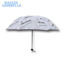 Anti-UV pliable femmes imprimées Sun-Rain Gear noir journal imprimé prix concurrentiel Logo imprimé UV résistant mini-parasol soleil